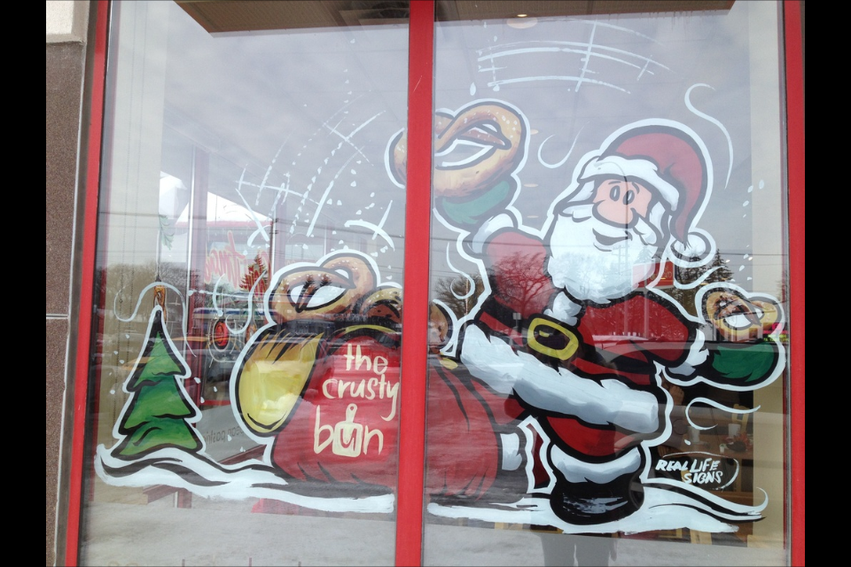Christmas holiday window paintings